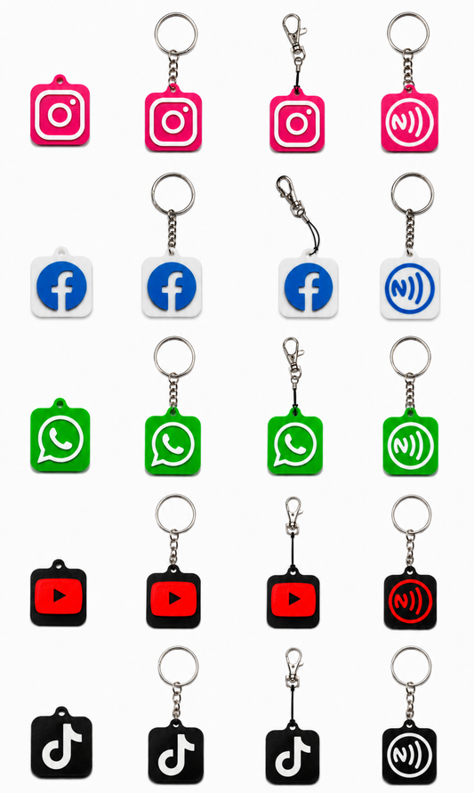 Custom NFC keychain for business or social media sharing